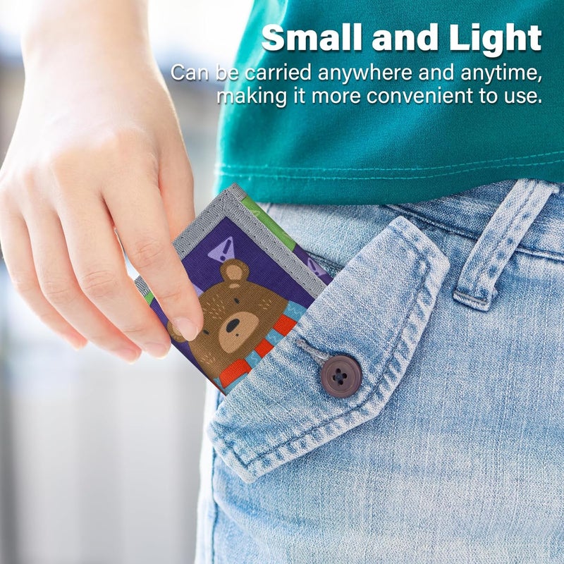 Jonyee Kids Wallet for Boys Girls 3-14, RFID Trifold Novelty Wallet with Zipper and Key Chain, Outdoor Purse with Coin Pocket and ID Window, Card Holders for Toddler Children Gifts -Bear Brown - Image 5